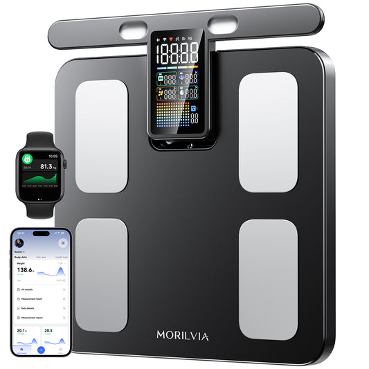MORILVIA 8-Electrode Dual-Frequency BIA Body Composition Scale with Handle
